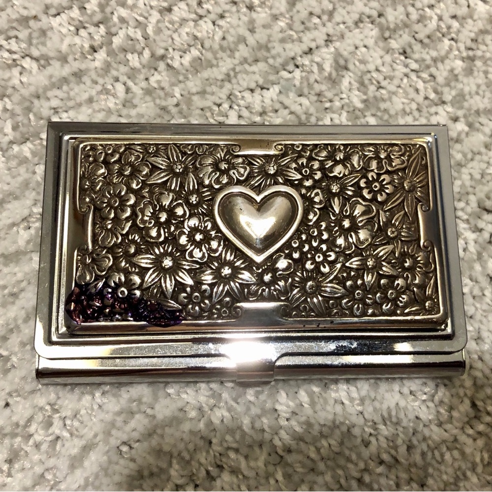 Brighton business Card Holder with embossed heart